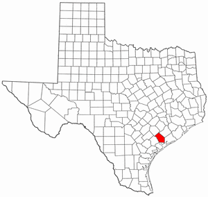 Texas Map showing Jackson County