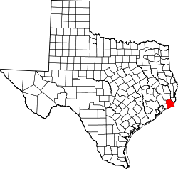 Texas Map showing Jefferson County
