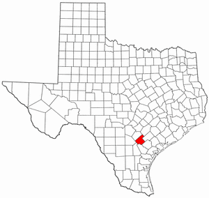 Texas Map showing Karnes County
