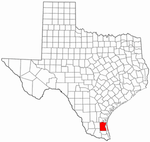 Texas Map showing Kenedy County