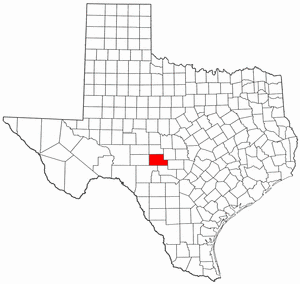 Texas Map showing Kimble County