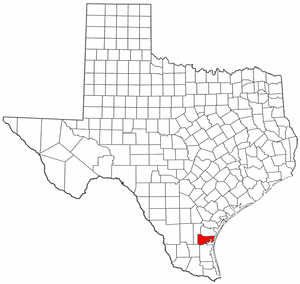 Texas Map showing Kleberg County