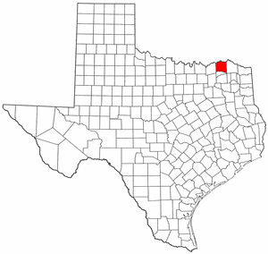 Texas Map showing Lamar County