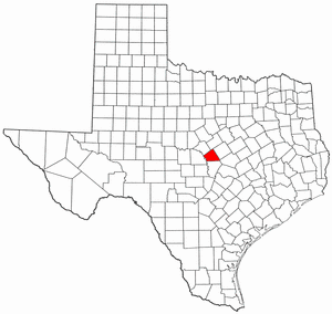 Texas Map showing Lampasas County