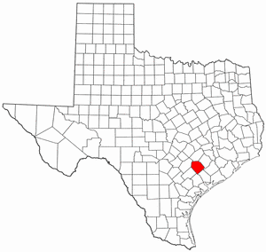 Texas Map showing Lavaca County