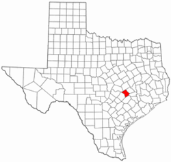 Texas Map showing Lee County
