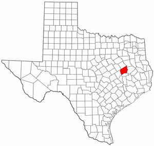 Texas Map showing Leon County