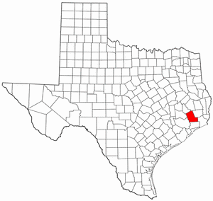 Texas Map showing Liberty County