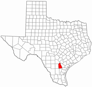Texas Map showing Live Oak County