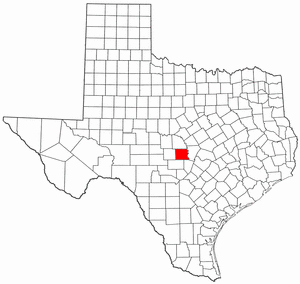 Texas Map showing Llano County