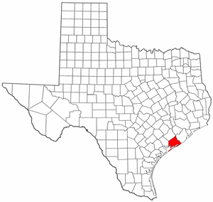 Texas Map showing Matagorda County