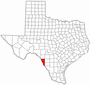 Texas Map showing Maverick County