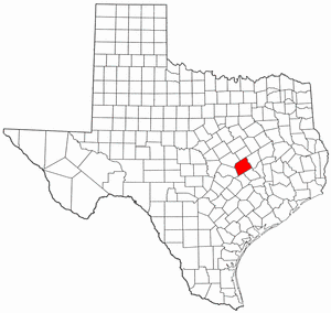 Texas Map showing Milam County