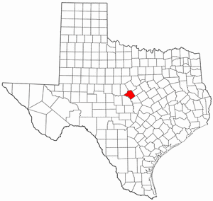 Texas Map showing Mills County
