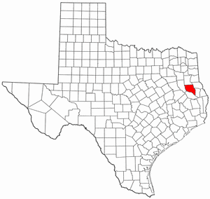 Texas Map showing Nacogdoches County