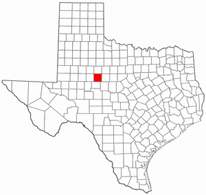 Texas Map showing Nolan County