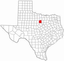 Texas Map showing Palo Pinto County