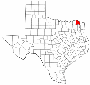 Texas Map showing Red River County