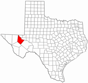 Texas Map showing Reeves County