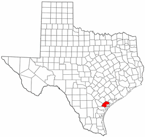 Texas Map showing Refugio County