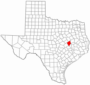 Texas Map showing Robertson County