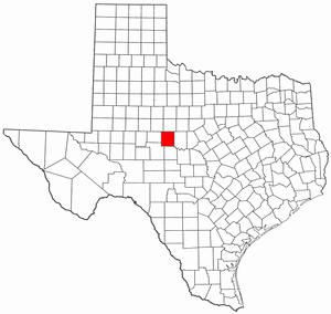 Texas Map showing Runnels County