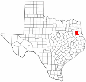 Texas Map showing Rusk County