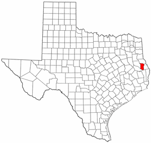 Texas Map showing San Augustine County