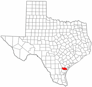 Texas Map showing San Patricio County