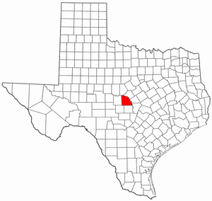 Texas Map showing San Saba County