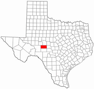 Texas Map showing Schleicher County