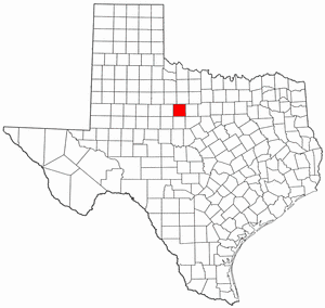Texas Map showing Shackelford County