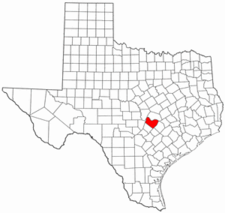 Texas Map showing Travis County