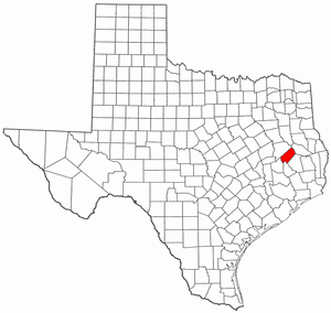 Texas Map showing Trinity County