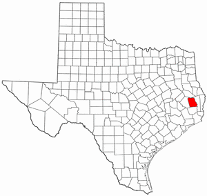 Texas Map showing Tyler County