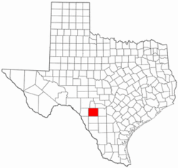 Texas Map showing Uvalde County
