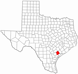 Texas Map showing Victoria County