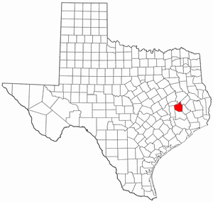 Texas Map showing Walker County