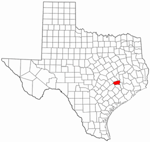 Texas Map showing Washington County