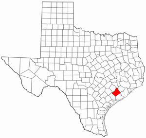 Texas Map showing Wharton County