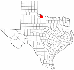 Texas Map showing Wilbarger County