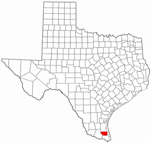 Texas Map showing Willacy County
