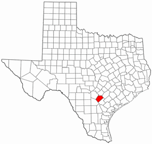 Texas Map showing Wilson County