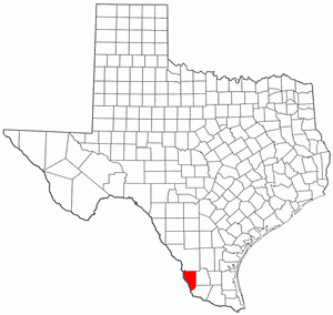 Texas Map showing Zapata County