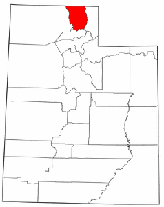 Utah Map showing Cache County