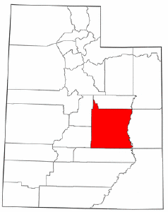 Utah Map showing Emery County