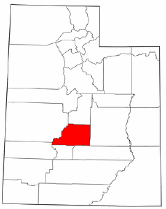 Utah Map showing Sevier County