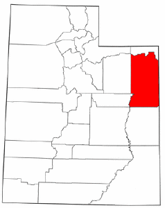 Utah Map showing Uintah County