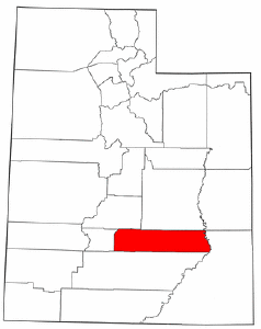 Utah Map showing Wayne County