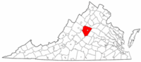 Virginia Map showing Albemarle County